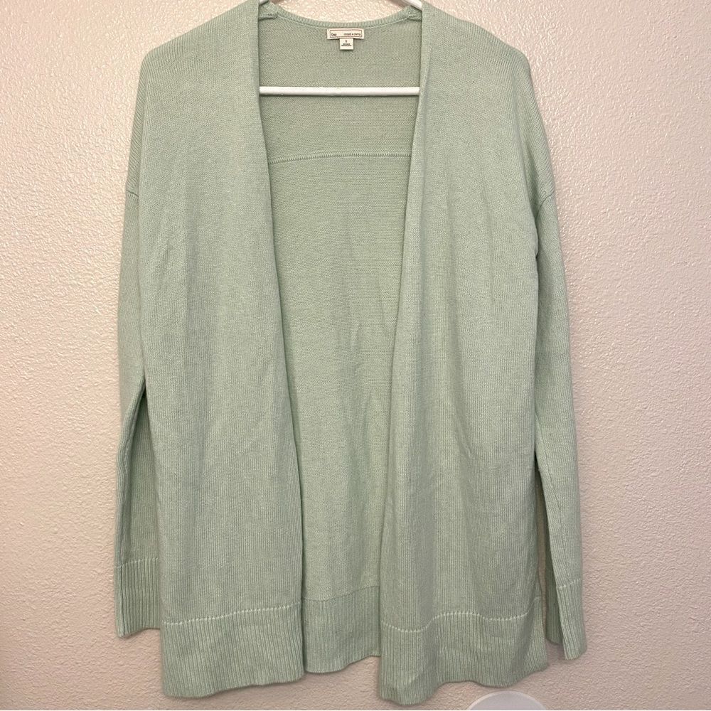 Gap mint green thin knit Long sleeve open front sweater cardigan wool blend S